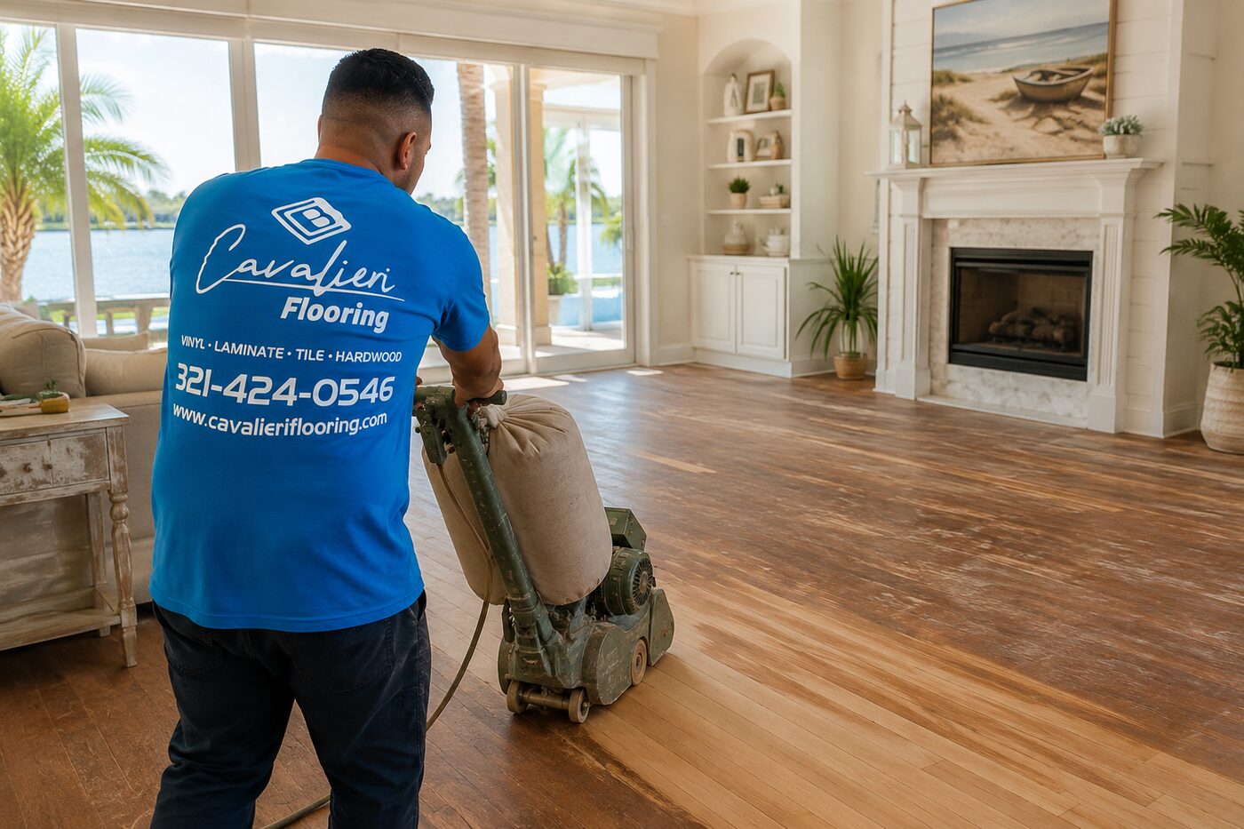 Cavalieri Flooring hardwood floor drum sanding Orlando FL dustless sanding professional refinishing