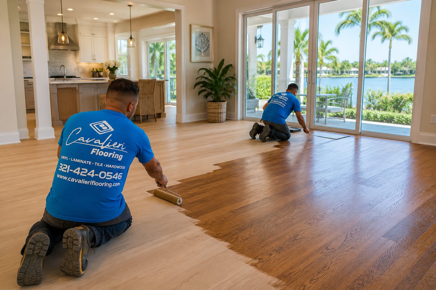 Cavalieri Flooring hardwood floor staining Orlando FL custom stain color application refinishing