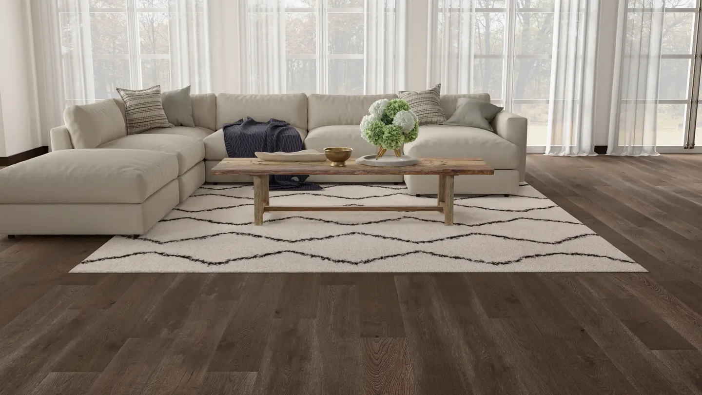 Cellar Door hardwood flooring with dark sophisticated finish for modern stair treads