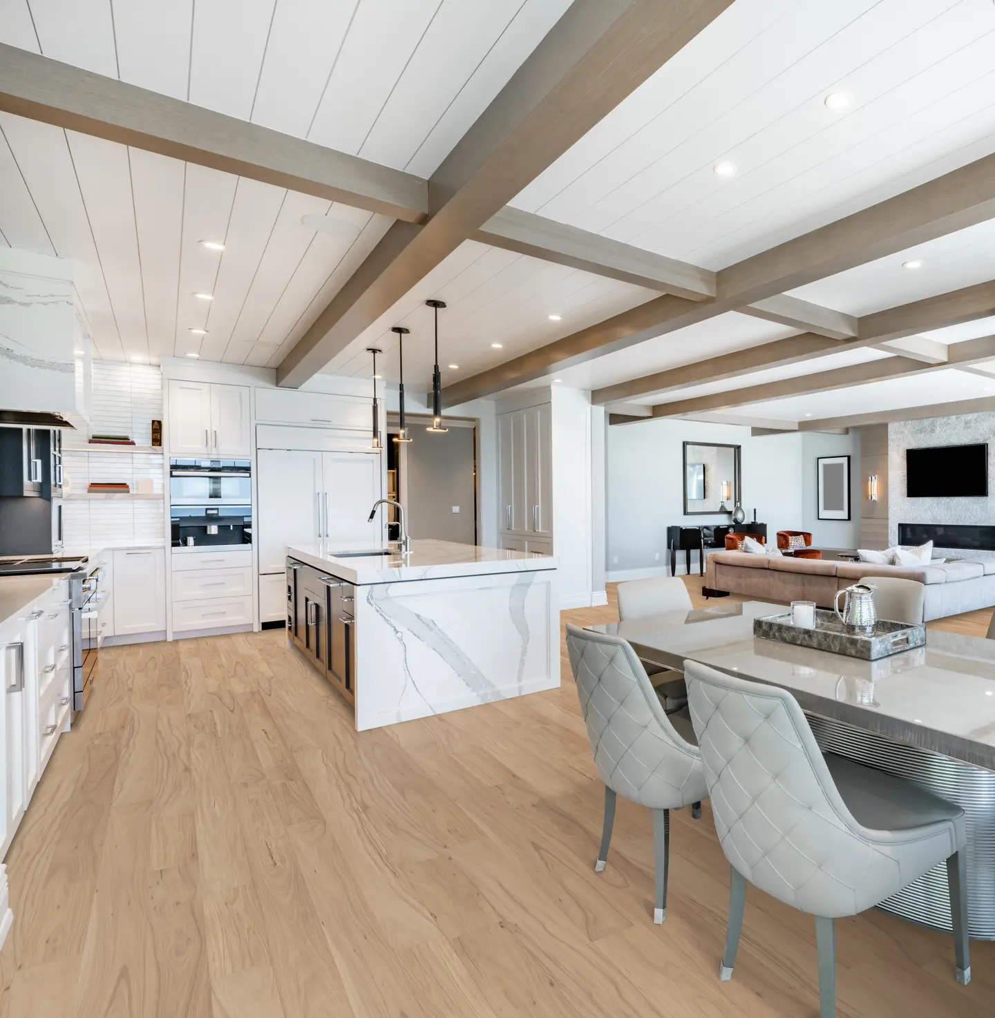 Clarified Acacia hardwood flooring with rich natural grain in an Orlando living space