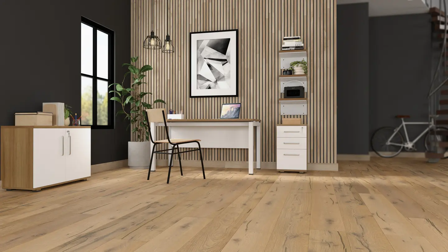 Blonde Whiskey hardwood flooring refinished to a warm satin sheen in an Orlando home