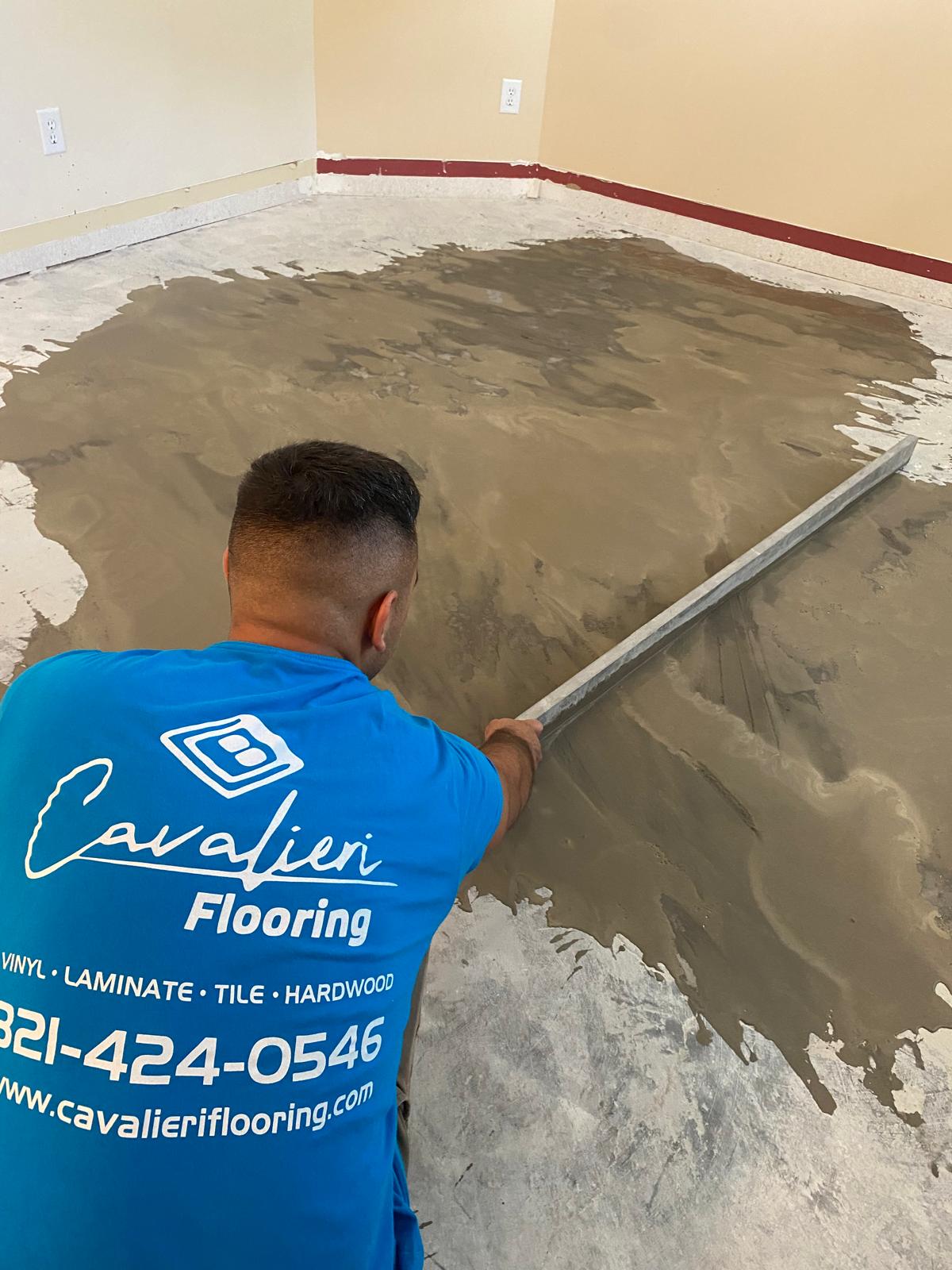 Concrete leveling and subfloor preparation before flooring install, Orlando FL