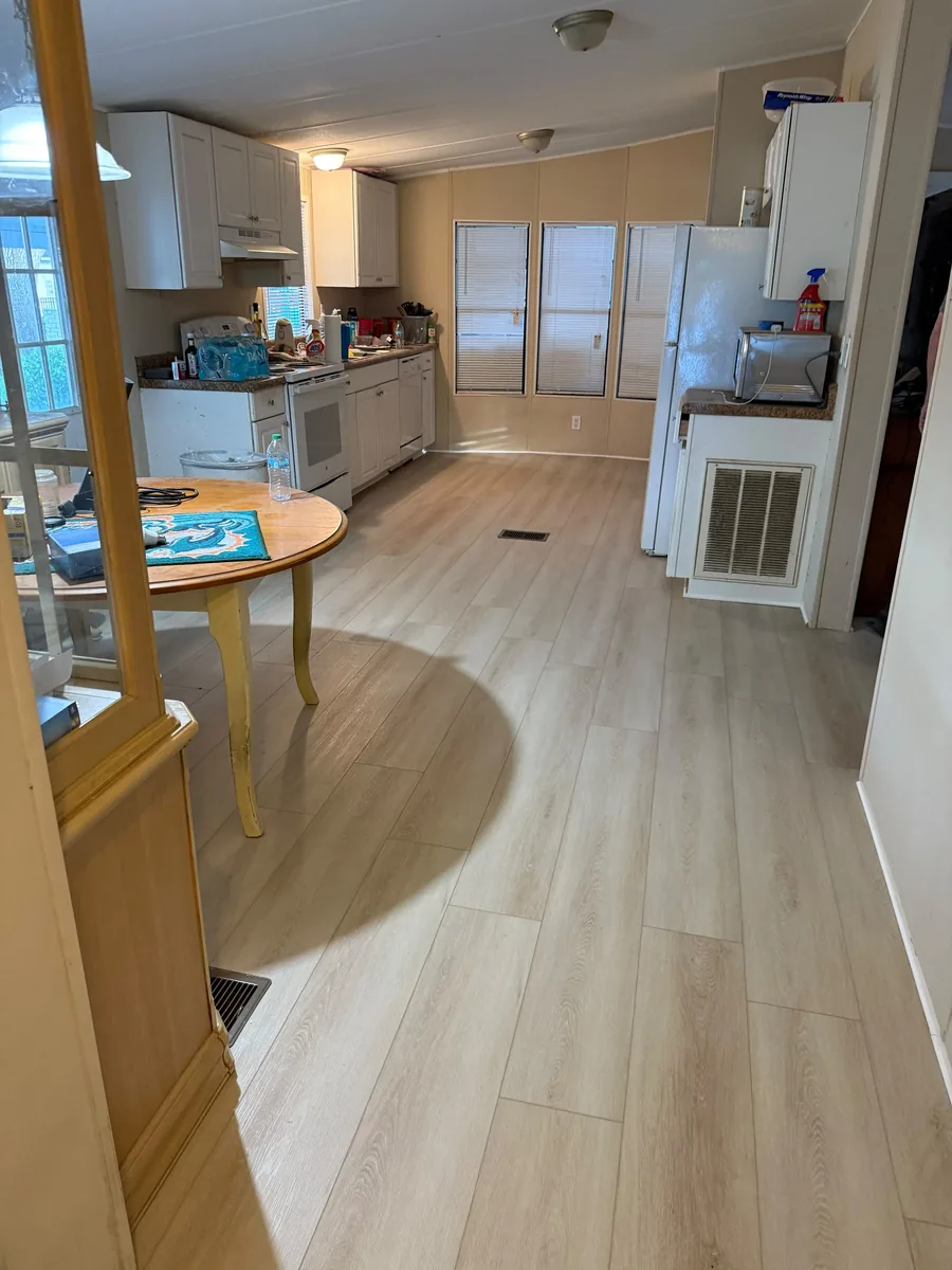 Completed vinyl flooring in a Winter Garden kitchen