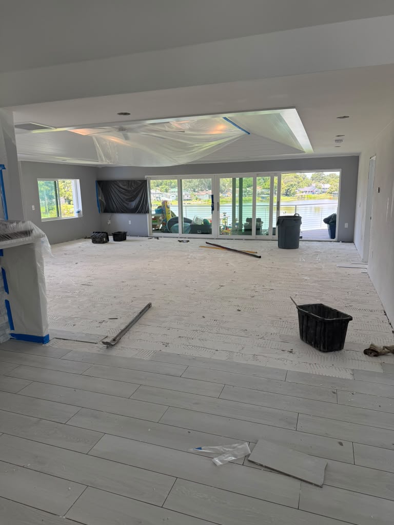 Prepared floor surface after tile removal in Orlando
