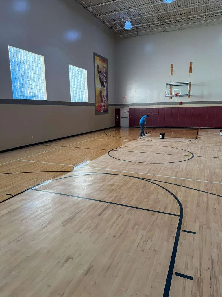 LA Fitness athletic wood court refinishing