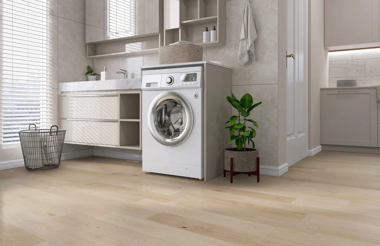 Vallemar Blanc laminate flooring bright modern aesthetic stays beautiful with proper care
