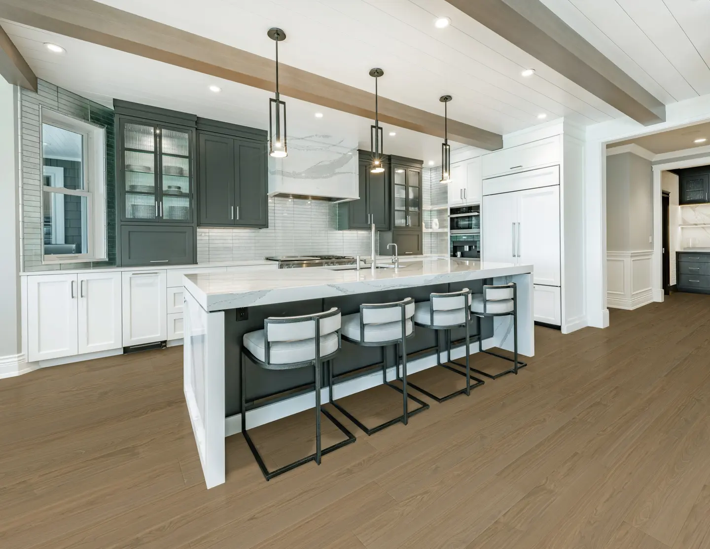 Wharf Walk laminate flooring close-up showing detailed wood-grain texture and tight click-lock seams