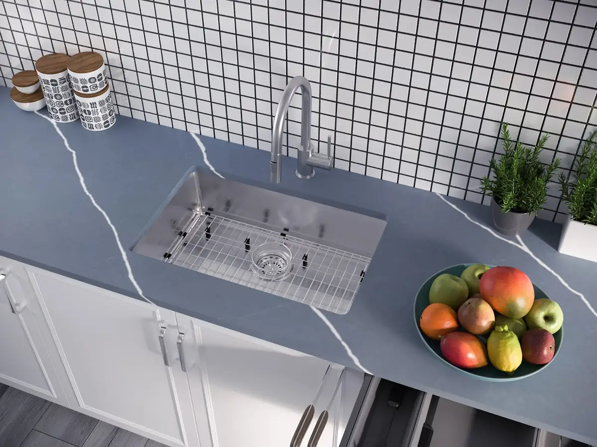 Pelican PL-VR2718 304 stainless steel kitchen sink in a residential kitchen