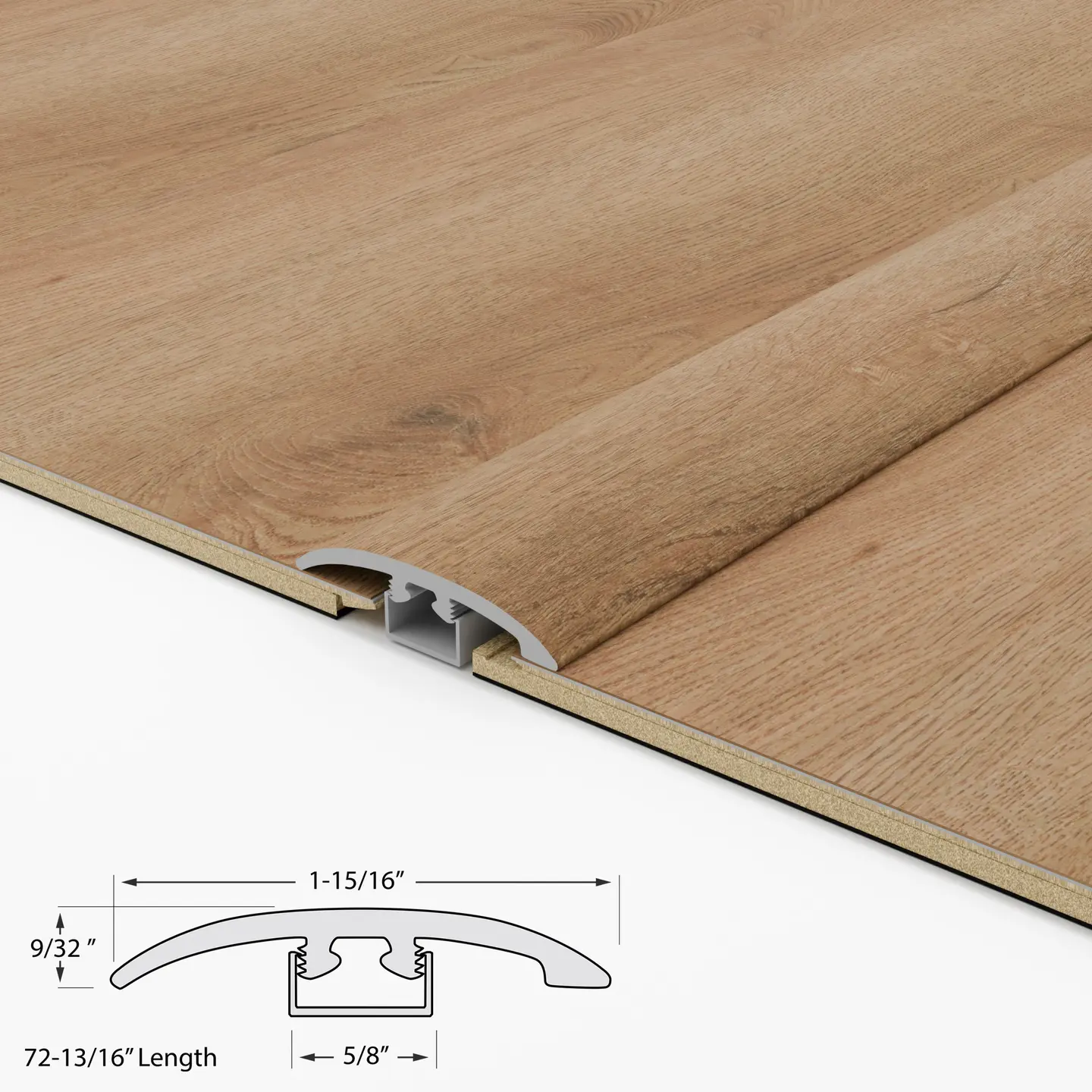 Catamaran multi-purpose 4-in-1 trim molding — convertible T-molding, reducer, end cap, and stair nosing in one color-matched kit